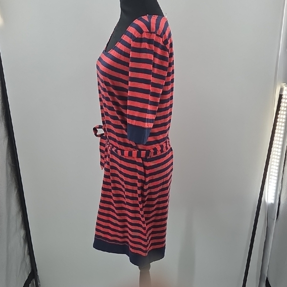 Banana Republic Pink and Blue Striped Midi Dress With Tie Waist - Picture 16 of 16